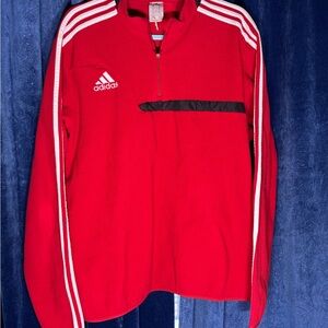 Adidas Red Pullover with White Stripes